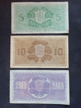 Charger l'image dans la galerie, Finlande : 5 / 10 / 20 Markkaa 1939 Litt D (Ref 3490)
