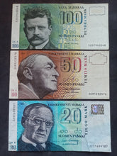 Charger l'image dans la galerie, Finlande : 100 / 50 / 20 Markkaa 1986-93 (Ref 3492)
