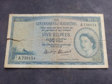 Charger l'image dans la galerie, Ile Maurice : 5 Rupees 1954 ; Pick 27 (Ref 3564)
