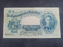 Charger l'image dans la galerie, Ile Maurice : 5 Rupees 1937 (Ref 3624)
