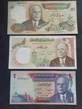 Charger l'image dans la galerie, Tunisie : Lot 1/5/10 Dinars 1972 / 86 (Ref 3668)
