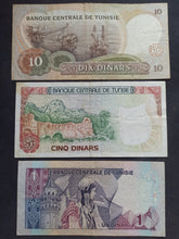 Charger l'image dans la galerie, Tunisie : Lot 1/5/10 Dinars 1972 / 86 (Ref 3668)
