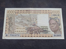 Charger l'image dans la galerie, Afrique de l'Ouest : 1000 Francs 1981 B (Ref 3772)
