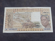 Charger l'image dans la galerie, Afrique de l'Ouest : 1000 Francs 1981 A (Ref 3773)
