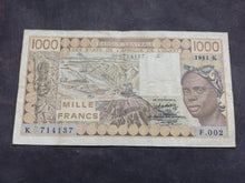 Charger l'image dans la galerie, Afrique de l'Ouest : 1000 Francs 1981 K (Ref 3774)
