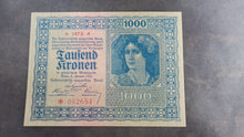 Charger l'image dans la galerie, Autriche : 1000 Kronen 1922 (Ref 3803)
