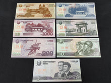 Charger l'image dans la galerie, Corée : Lot de 7 Billets Specimen &amp; NEUF : 5 à 5000 Won 2002
