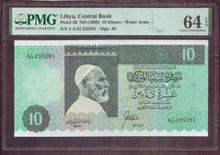 Charger l'image dans la galerie, Libya : 10 Dinars 1989 ; Pick 56 ; PMG : Choice UNC 64 (Ref 4196)
