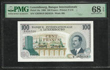 Charger l&#39;image dans la galerie, Luxembourg : 100 Francs 1968 ; PMG : Superb Gem UNC 68 (Ref 2337)
