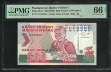 Charger l&#39;image dans la galerie, Madagascar : 2500 Francs 1993 ; PMG : Gem UNC 66 ; EPQ (Ref 1923)
