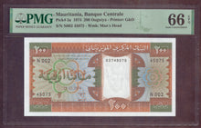 Charger l'image dans la galerie, Mauritania : 200 Ouguiya 1974 ; Pick 5a ; PMG : Gem UNC 66 (Ref 4193)
