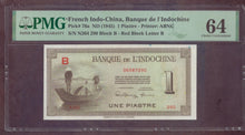 Charger l'image dans la galerie, French Indochina : 1 Piastre 1945 Pick 76a ; PMG : Choice UNC 64 (Ref 4105)
