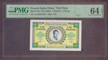 Charger l'image dans la galerie, French Indochina : 1 Piastres 1953 Pick 104 ; PMG : Choice UNC 64 (Ref 4101)
