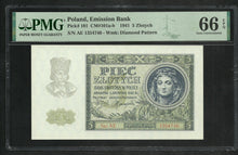 Charger l&#39;image dans la galerie, Poland : 5 Zlotych 1941 ; PMG : Gem UNC 66 ; EPQ (Ref 1877)
