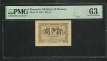 Charger l&#39;image dans la galerie, Romania : 20 Lei 1945 ; PMG : Choice UNC 63 ; EPQ (Ref 1873)
