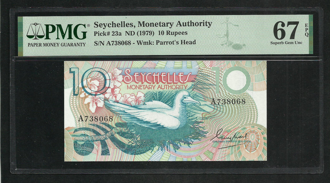 Seychelles : 10 Rupees 1979 ; PMG : Superb Gem Unc 67 ; EPQ