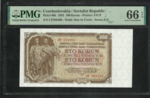 Charger l&#39;image dans la galerie, Czechoslovakia : 100 Korun 1953 ; PMG : Gem UNC 66 ; EPQ (Ref 1883)
