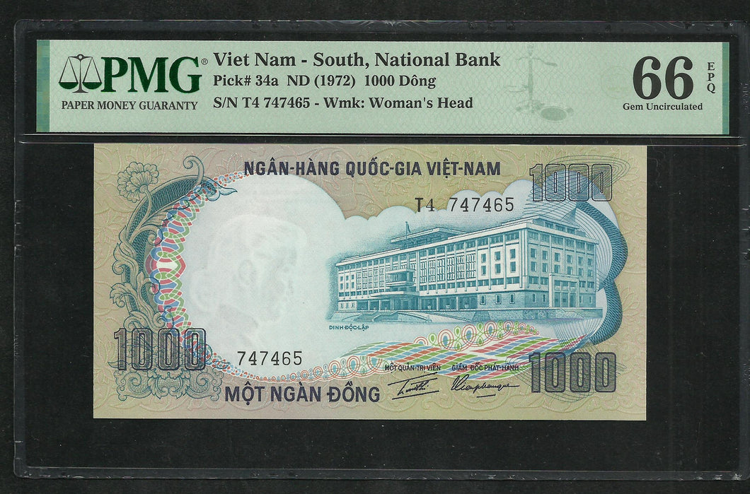Vietnam : 1000 Dong 1972 ; PMG : Gem UNC 66 ; EPQ (Ref 169)