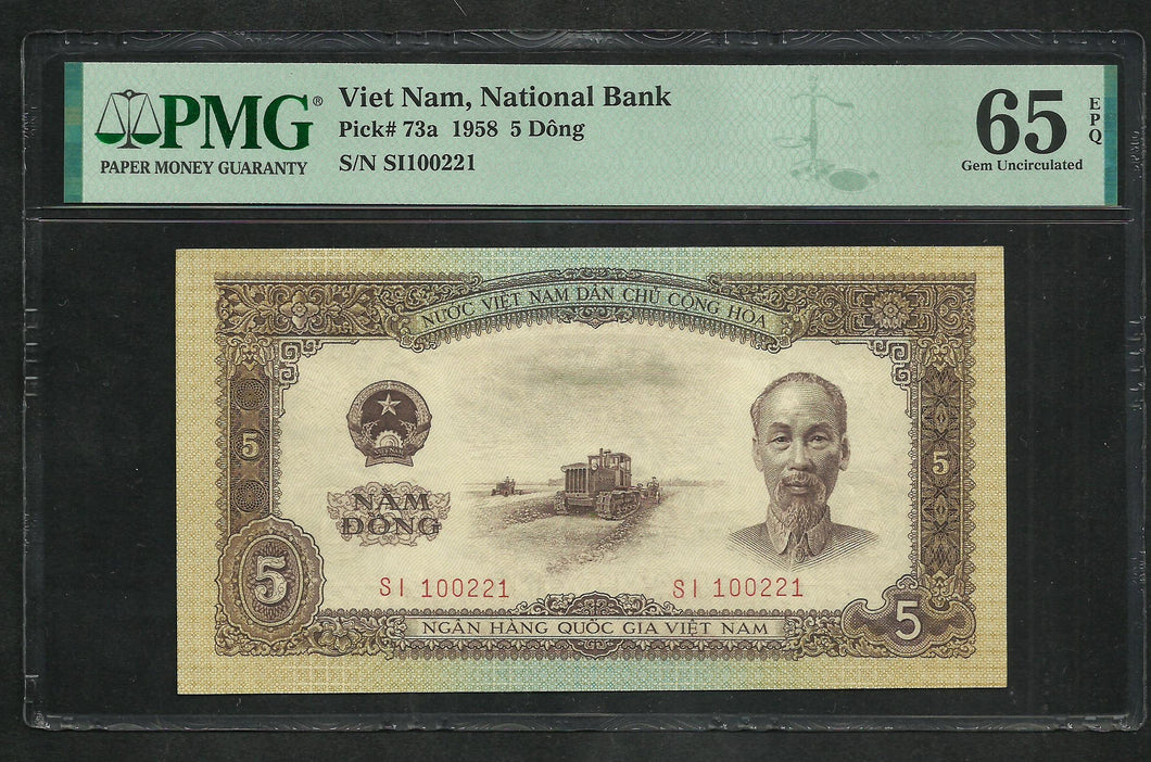 Vietnam : 5 Dong 1958 ; PMG : Gem UNC 65 ; EPQ (Ref 1900)