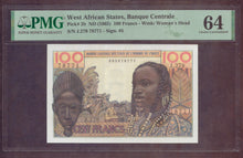 Charger l'image dans la galerie, West Africa : 100 Francs 1965 ; Pick 2b PMG : Choice UNC 64 (Ref 4173)
