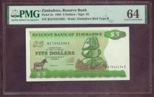 Charger l'image dans la galerie, Zimbabwe : 5 Dollars 1994 Type B ; Pick 2e ; PMG : Choice UNC 64 (Ref 4198)
