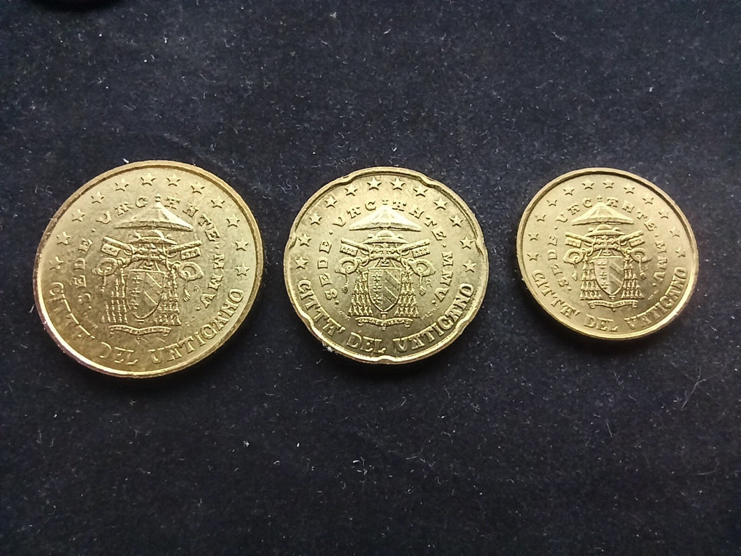 1 0 + 20 + 50 Centimes Vatican 2005 Sede Vacante ; Issue du Coffret BU 2005