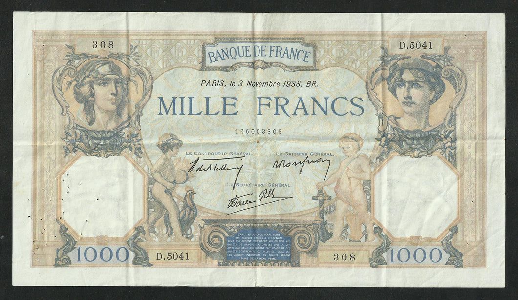 1000 Francs Cérès & Mercure (31-12-1936)