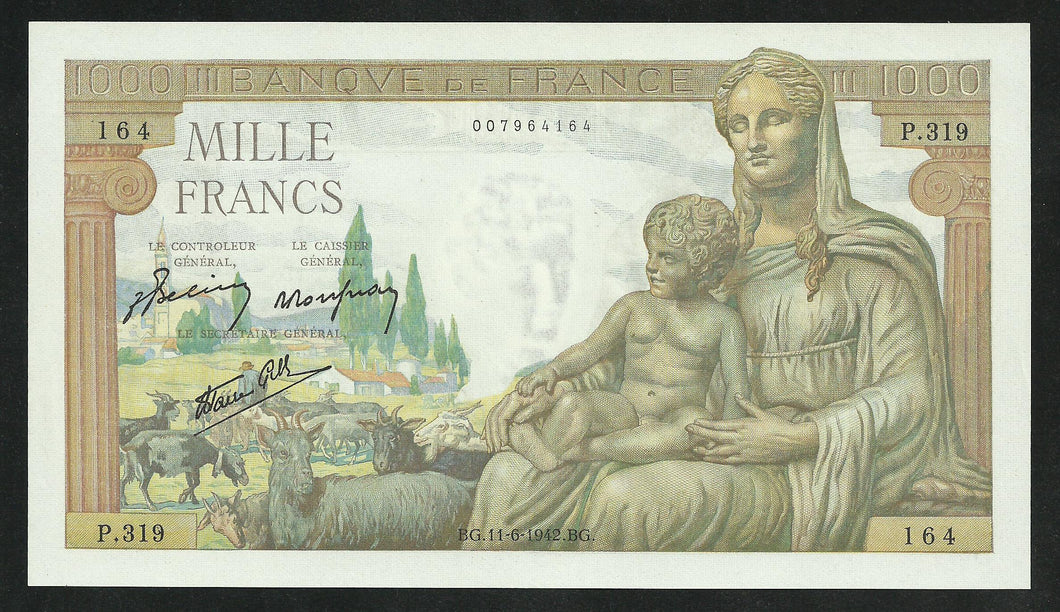 1000 Francs Demeter (11-6-1942) Comme Neuf