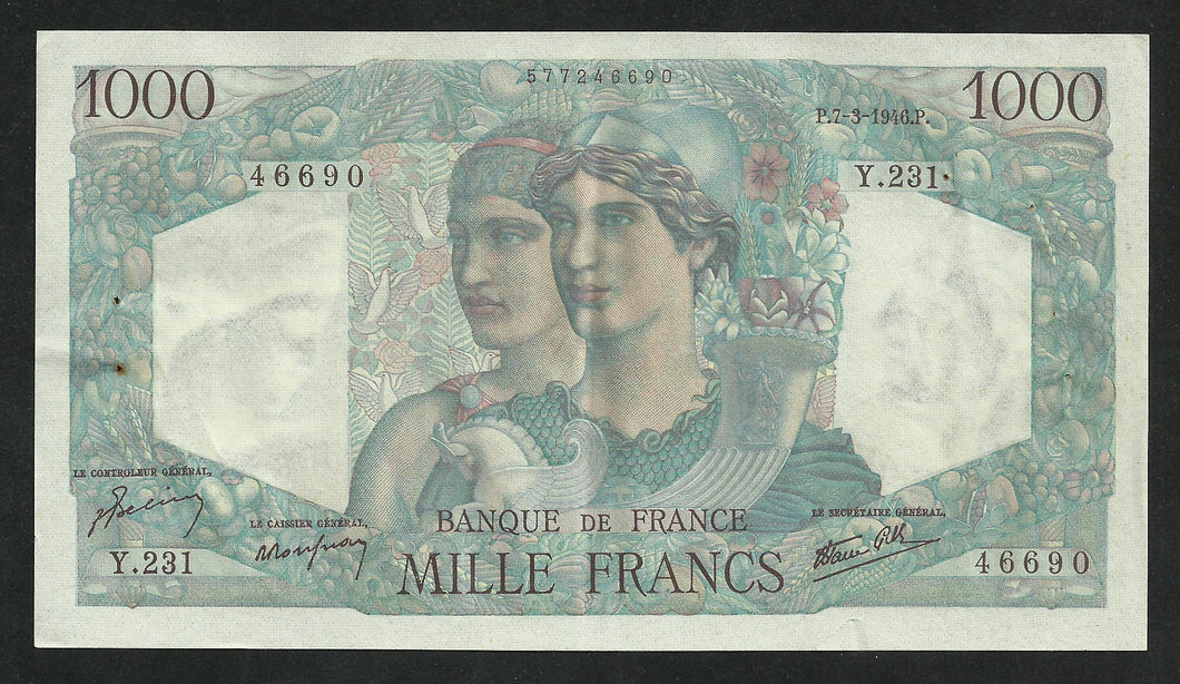 1000 Francs Minerve & Hercule (7-3-1946)