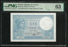 Charger l&#39;image dans la galerie, France : 10 Francs Minerve (2-1-1941) ; PMG : Choice UNC 63
