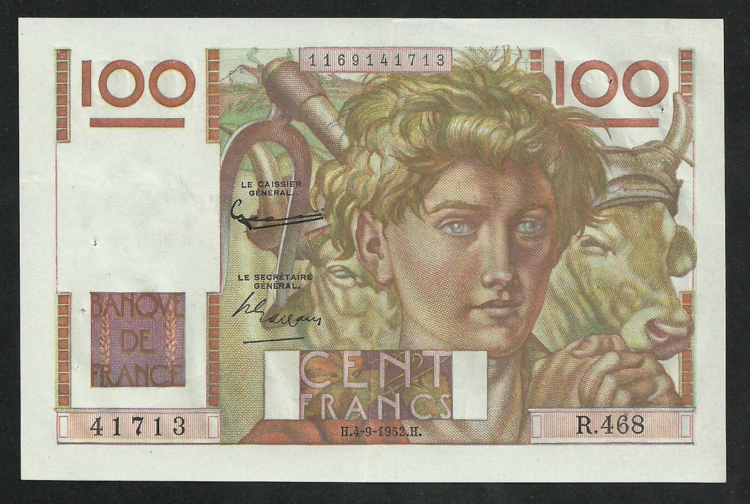 100 Francs Paysan (4-9-1952)
