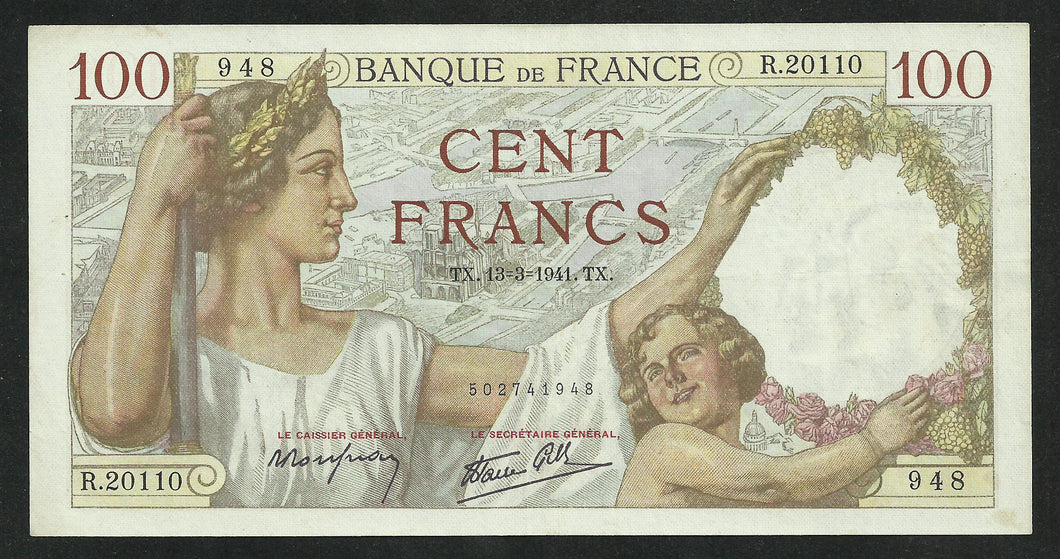 100 Francs Sully (13-3-1941) SPL