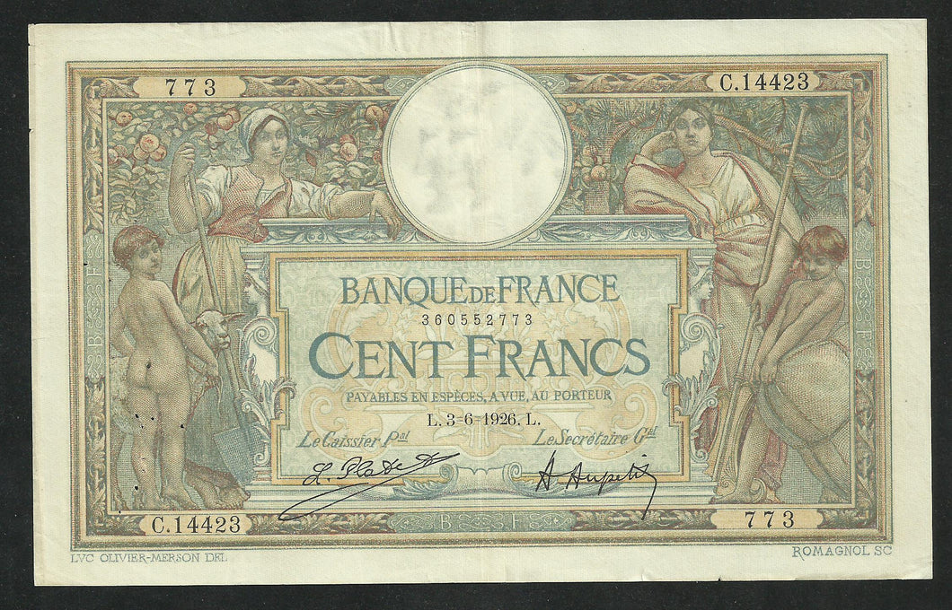 100 Francs Merson (3-6-1926)