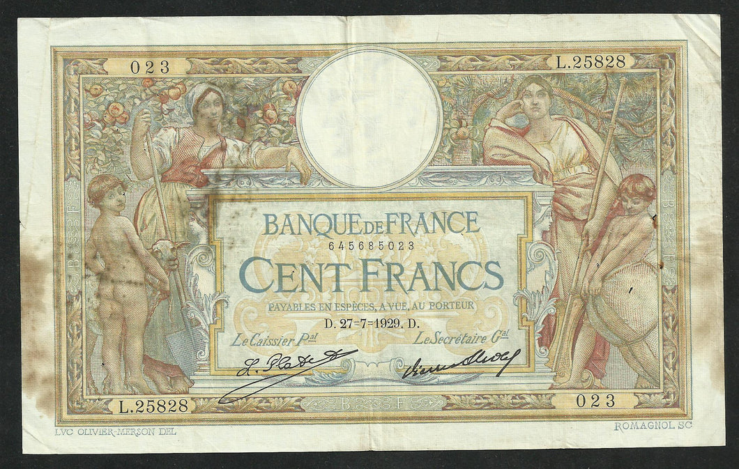 100 Francs Merson (27-7-1929)