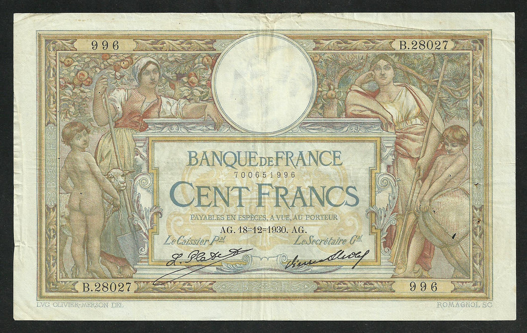 100 Francs Merson (18-12-1930)