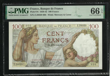 Charger l&#39;image dans la galerie, France : 100 Francs Sully (5-12-1940) ; PMG : Gem UNC 66 ; EPQ
