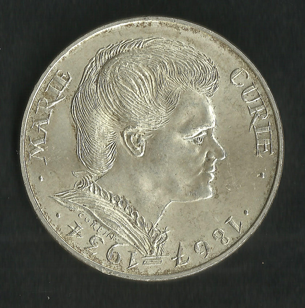 100 Francs Argent Commémorative 1984 Marie Curie