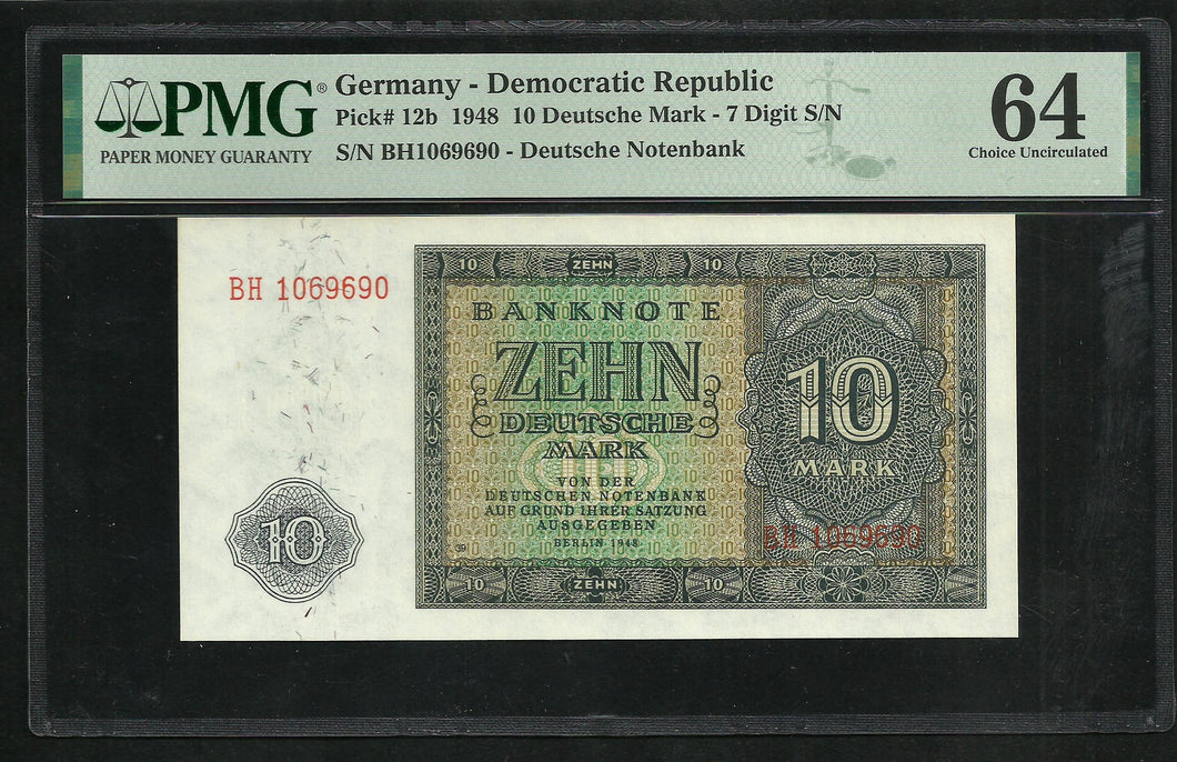 Germany : 10 Mark 1948 ; PMG : Choice UNC 64