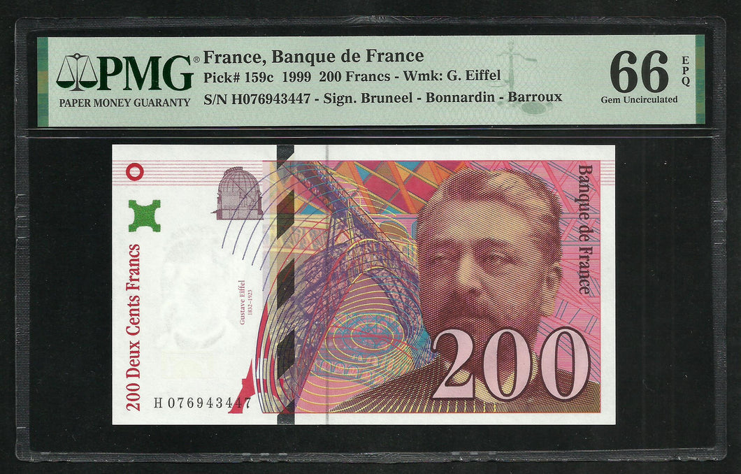 France : 200 Francs Curie 1999 ; PMG : Gem UNC 66