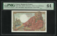 Charger l&#39;image dans la galerie, France : Lot Investors 10 X 20 Francs Pêcheur (7-10-1943) ; PMG : Choice UNC 64
