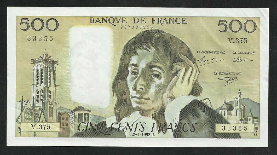 500 Francs Pascal (2-1-1992)