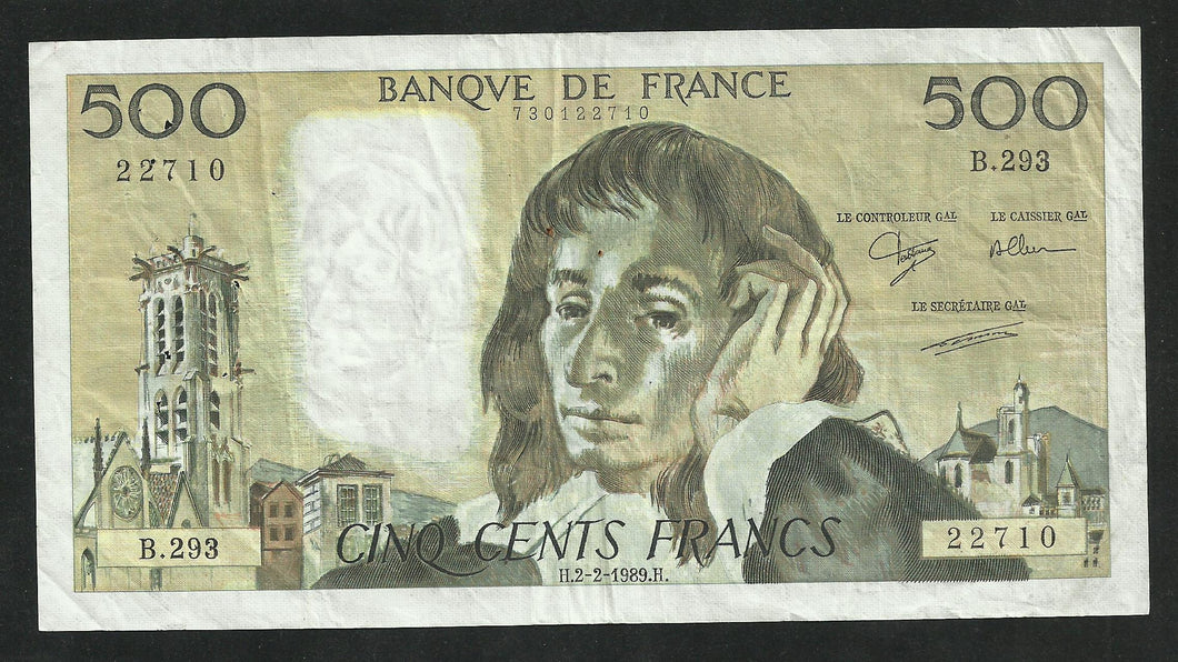 500 Francs Pascal (2-2-1989)