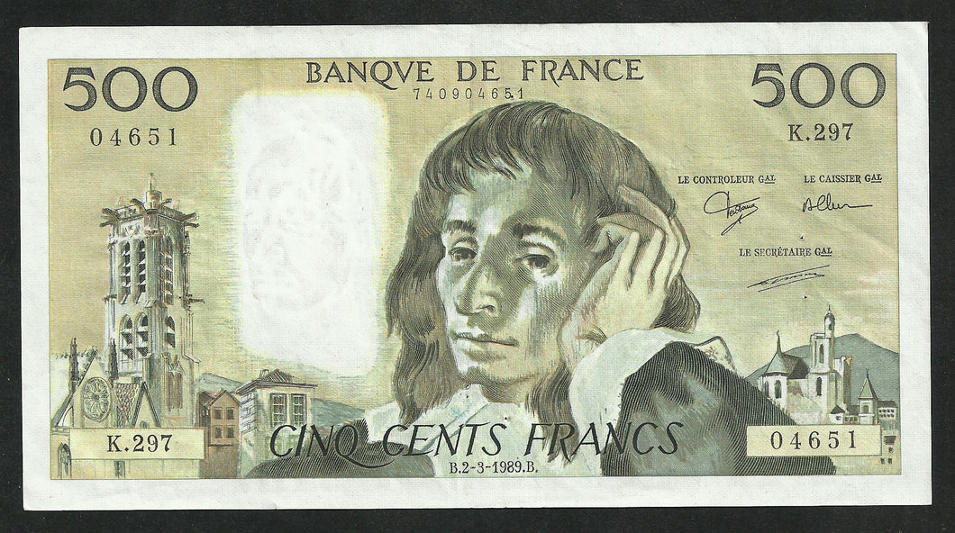 500 Francs Pascal (2-3-1989)