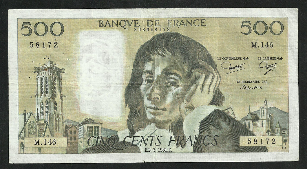 500 Francs Pascal (2-7-1981)