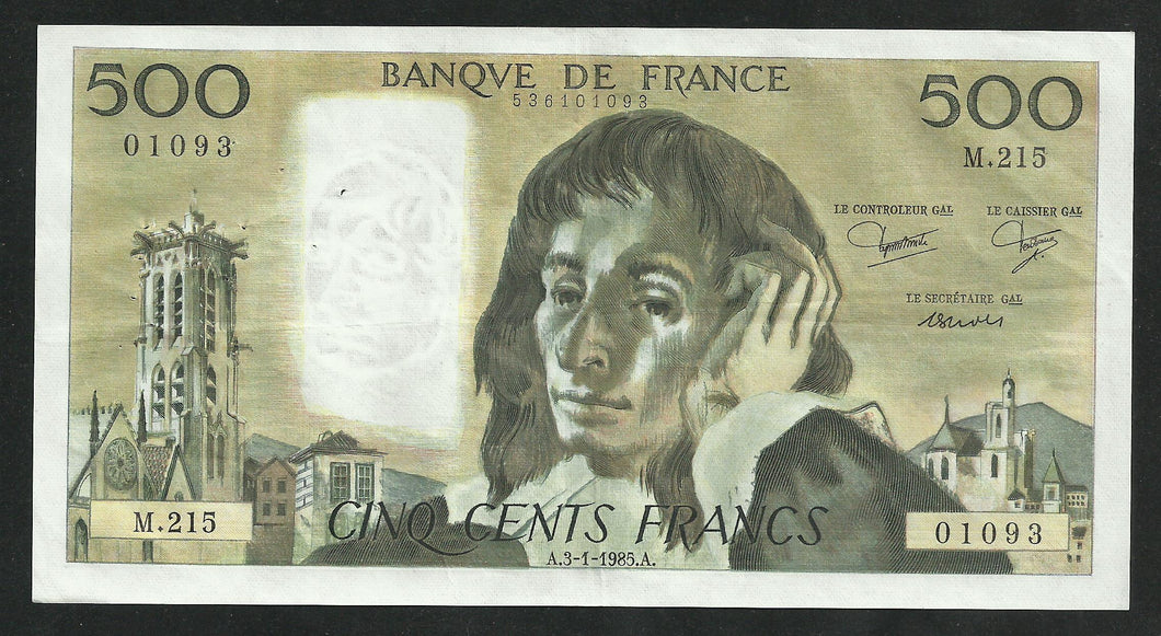 500 Francs Pascal 3-1-1985)