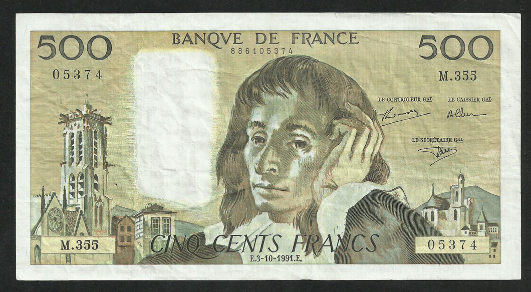 500 Francs Pascal (3-10-1991)