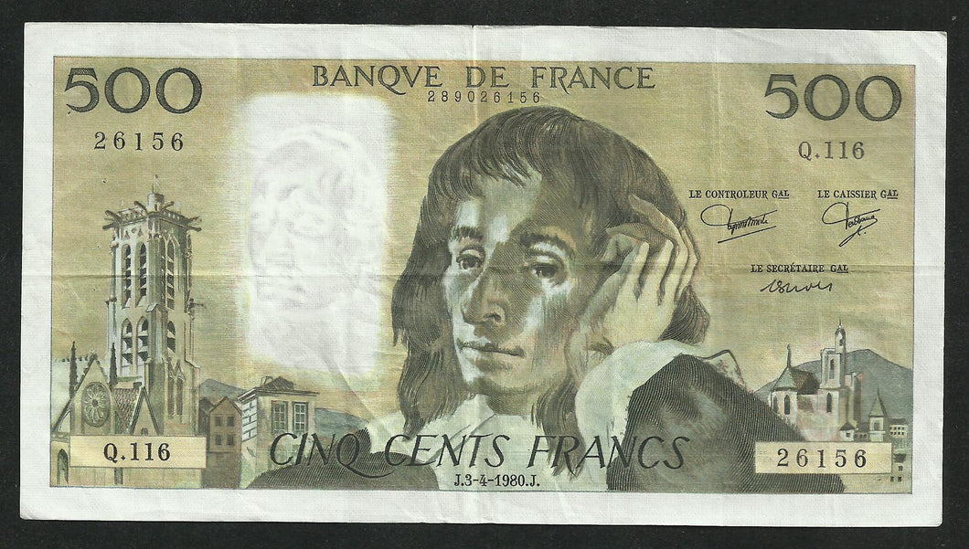 500 Francs Pascal (3-4-1980)