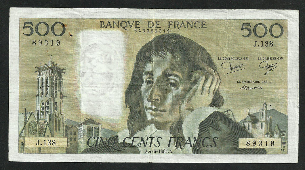 500 Francs Pascal (4-6-1981)