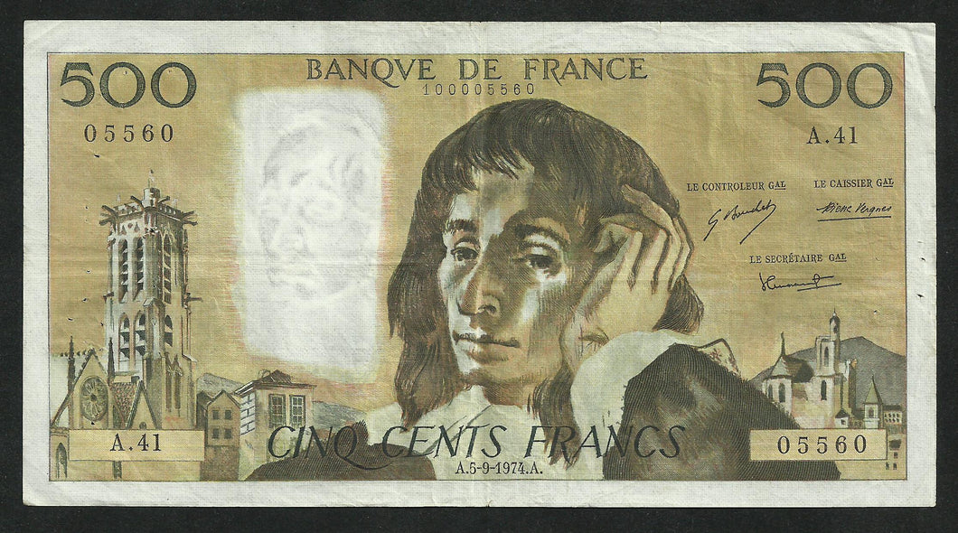 500 Francs Pascal (5-9-1974)