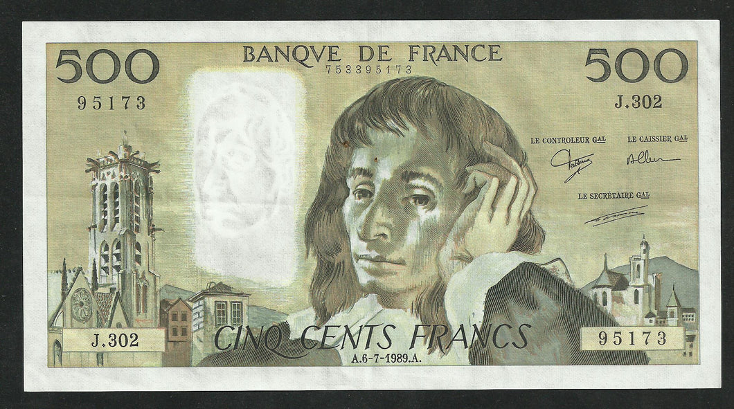 500 Francs Pascal (6-7-1989)